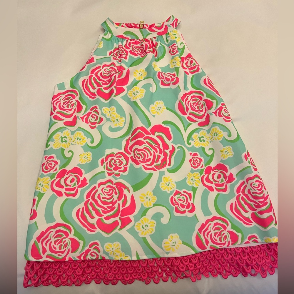 Halter style top in pink, green and white floral by Sail to Sable NWT size XS